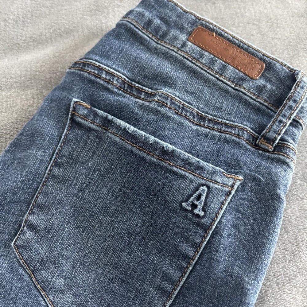 ARTICLES‎ OF SOCIETY Womens Blue Denim Skinny Jeans Frayed Raw Hem Size 27 - Picture 3 of 12